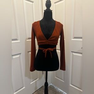 Princess Polly Terracotta Long Sleeve Crop Top    🤎EXCELLENT CONDITION 🤎